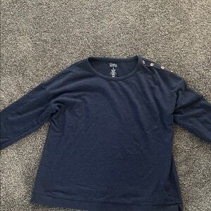 Croft & Barrow Dark Blue Buttoned Shoulder Top